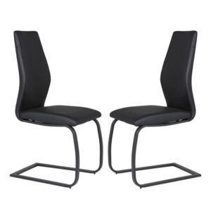Adoncia Black Faux Leather Dining Chairs In Pair