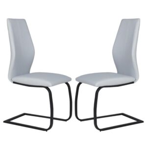 Adoncia Silver Faux Leather Dining Chairs In Pair