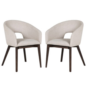 Adria Natural Woven Fabric Dining Chairs In Pair