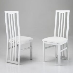 Cexa White Wooden Dining Chairs In Pair