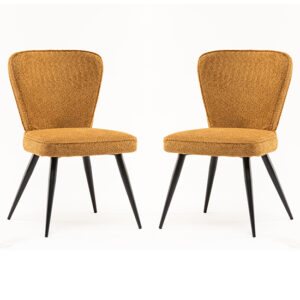 Finn Mustard Boucle Fabric Dining Chairs In Pair