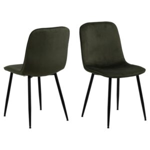 Davos Olive Green Fabric Dining Chairs In Pair