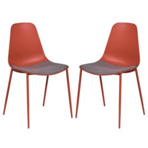 Naxos Rust Metal Dining Chairs With Fabric Seat In Pair