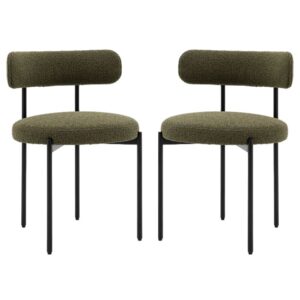 Arras Green Polyester Fabric Dining Chairs In Pair