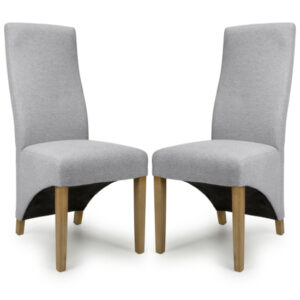 Basreh Light Grey Weave Fabric Dining Chairs In Pair