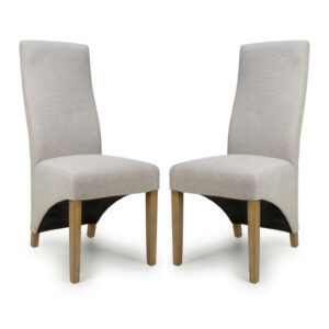 Basreh Natural Weave Fabric Dining Chairs In Pair