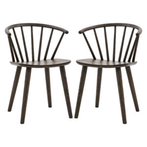 Cairo Mocha Wooden Dining Chairs In Pair