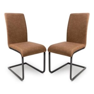 Lansing Tan Faux Leather Dining Chairs In Pair
