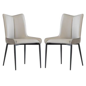 Newark Grey And Light Grey Faux Leather Dining Chairs In Pair