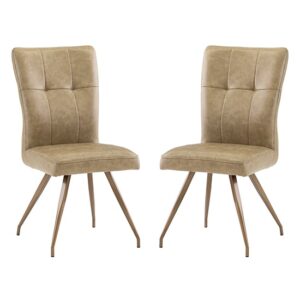 Kalista Taupe Faux Leather Dining Chairs In Pair