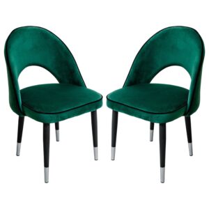 Casey Green Velvet Dining Chairs In Pair