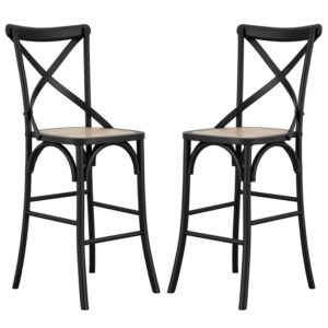 Flint Black Wooden Counter Bar Stools In Pair