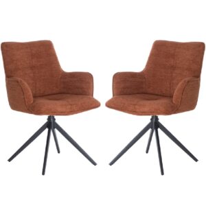 Joplin Tan Fabric Dining Chairs With Metal Base In Pair