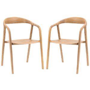 Madrina Natural Wooden Dining Chairs In Pair