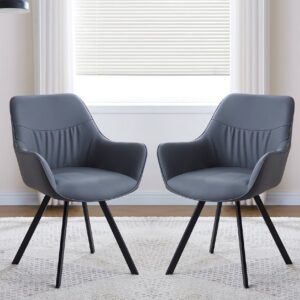 Niceville Dark Grey PU Leather Dining Chairs In Pair