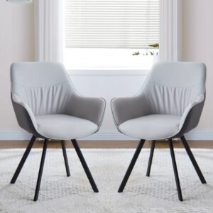 Niceville Dual Tone Grey PU Leather Dining Chairs In Pair