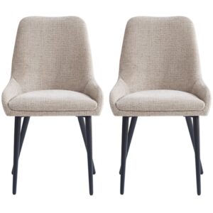 Omaha Biscuit Fabric Dining Chairs In Pair