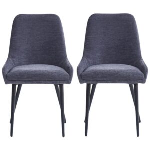 Omaha Graphite Grey Fabric Dining Chairs In Pair