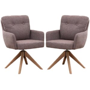 Petaluma Blush Granite Fabric Dining Chairs With Oak Legs In Pair